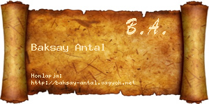 Baksay Antal névjegykártya